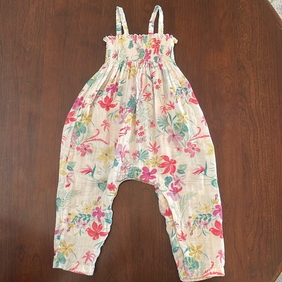 EUC Angel Dear Floral Organic Cotton Muslin Romper - Picture 1 of 5